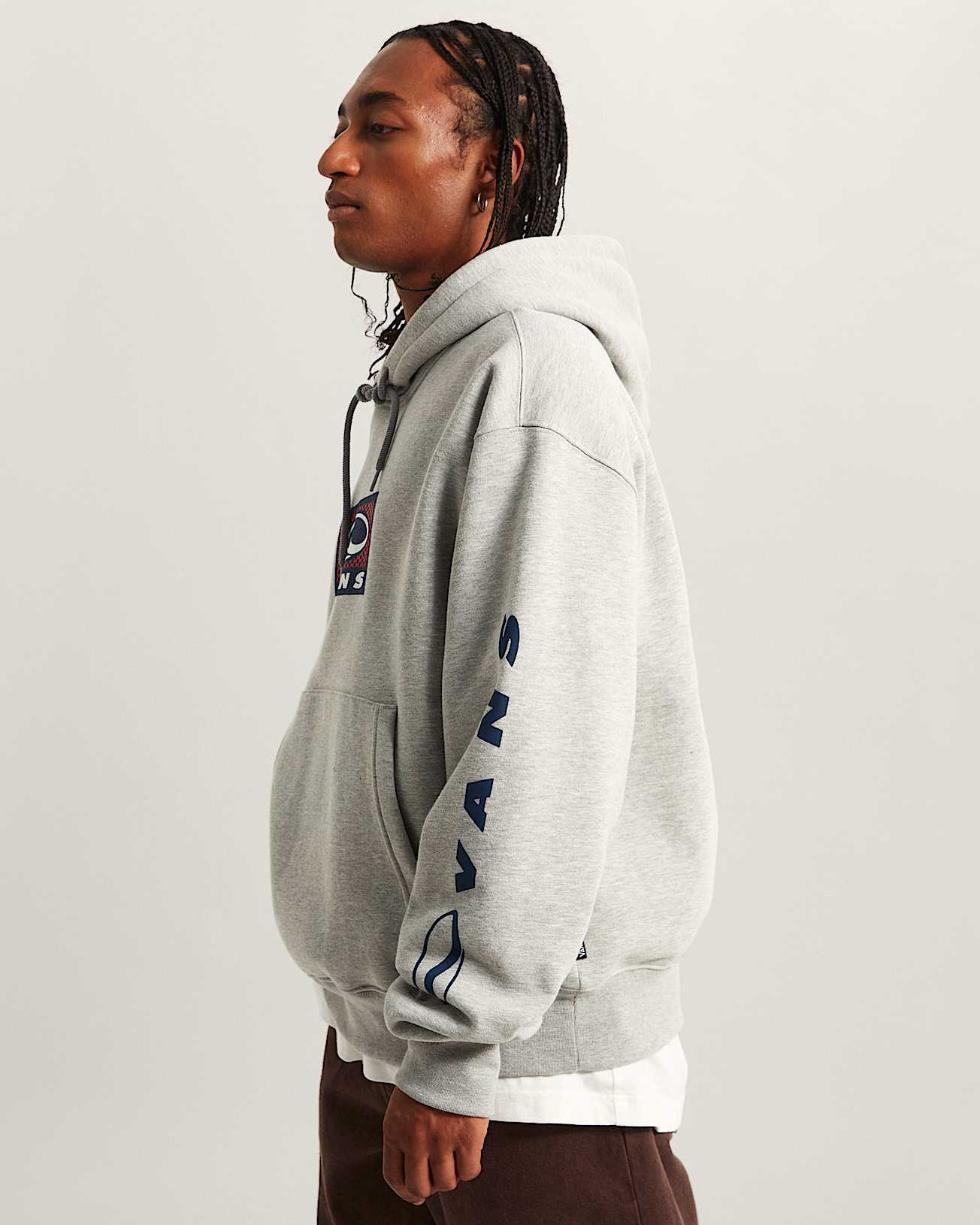 Vans Mens SideStripe Sportswear Pullover Hoodie - Cement Heather