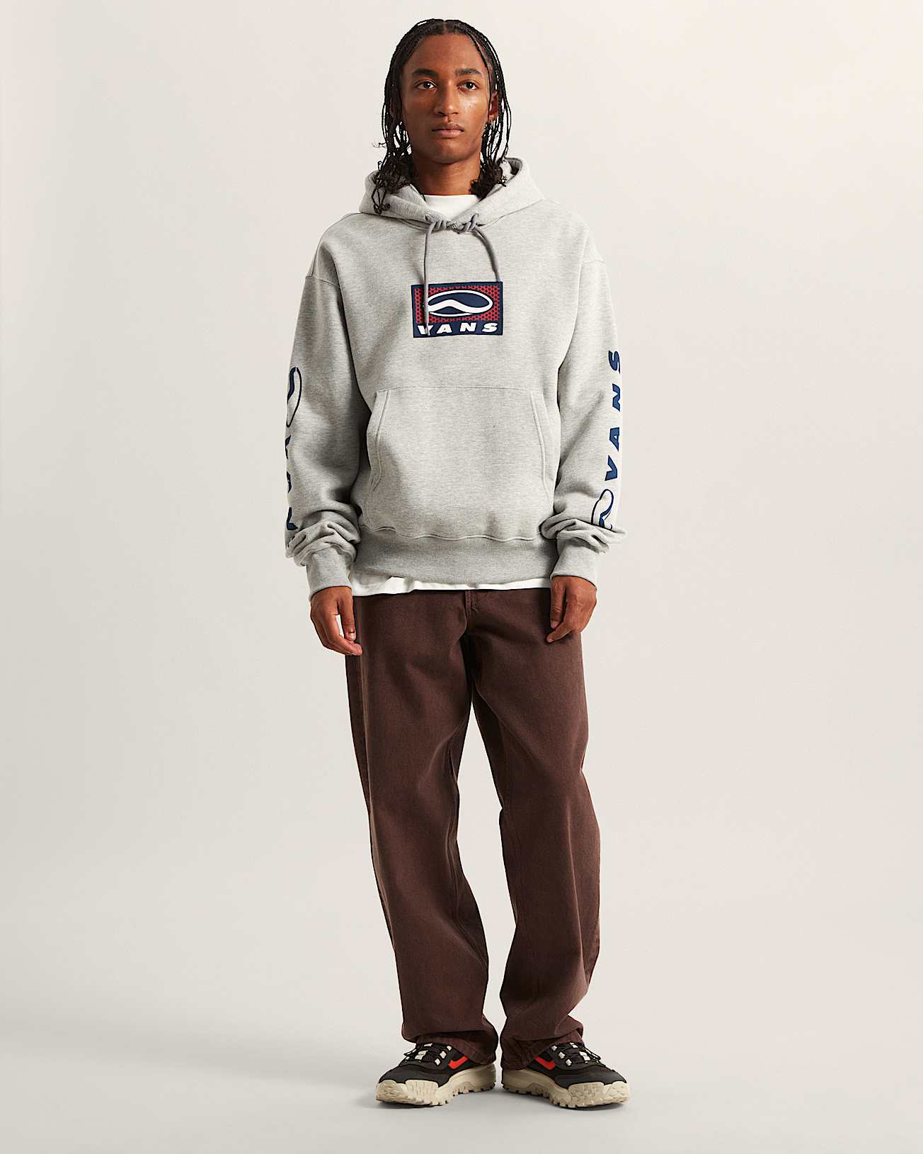 Vans Mens SideStripe Sportswear Pullover Hoodie - Cement Heather