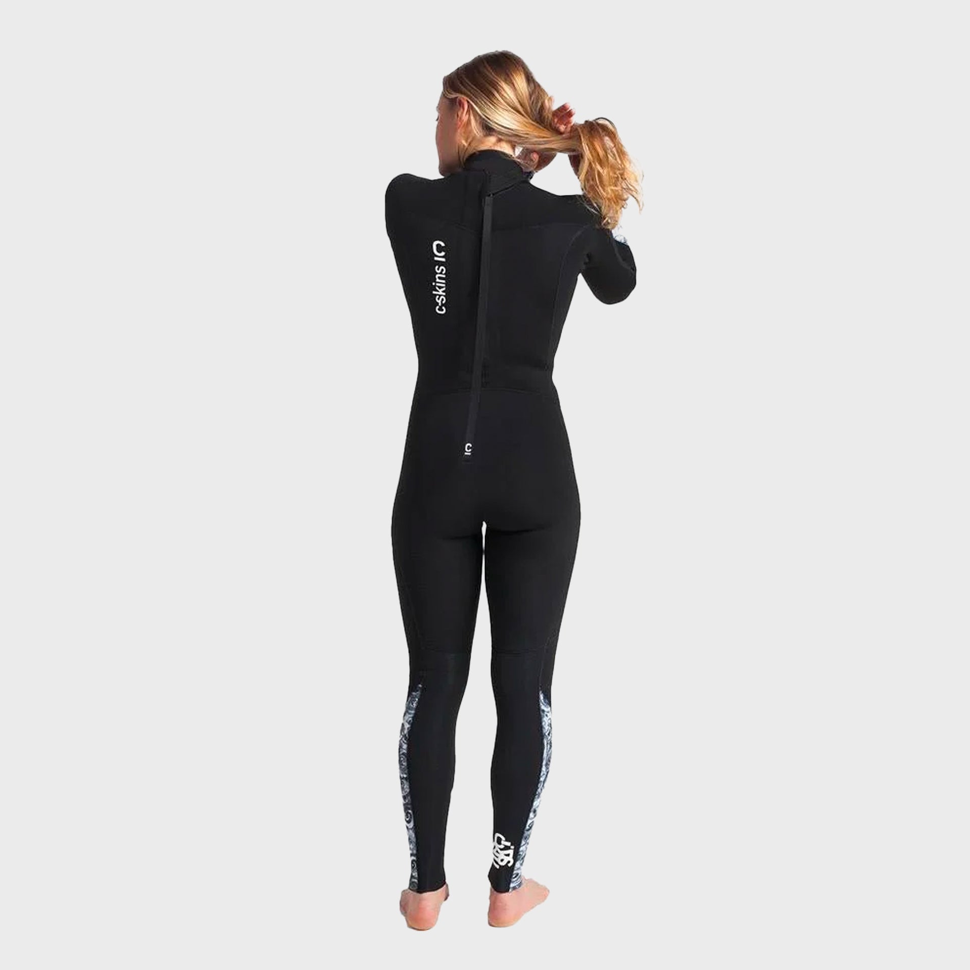 C-Skins Solace 4/3 Women&#39;s Back Zip Wetsuit - Black/Mono Shells - ManGo Surfing