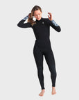 C-Skins Solace 5/4/3mm Womens GBS Back Zip Wetsuit - Anthracite/Mono Shells/Ice Blue - ManGo Surfing