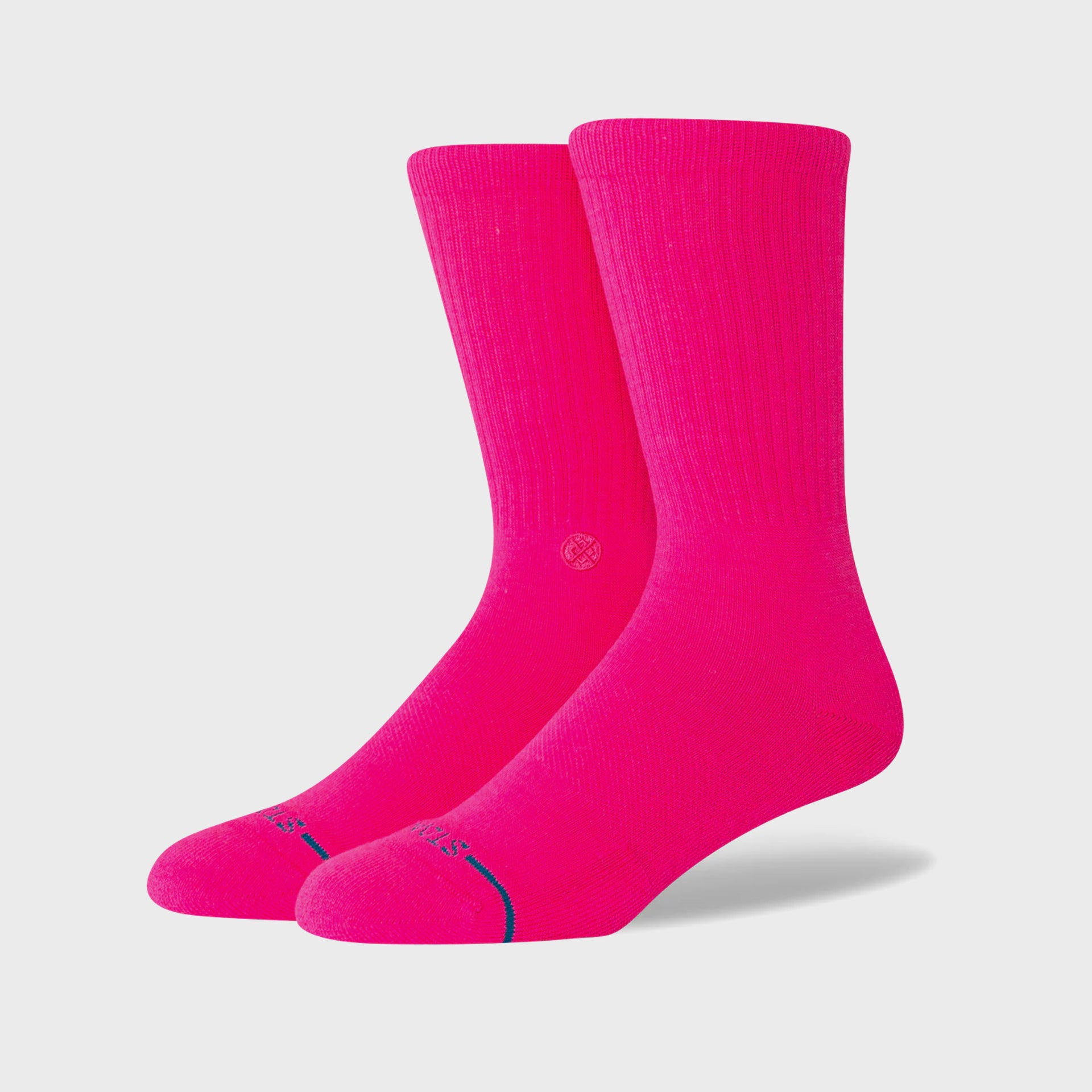 Stance Icon Crew Socks - Florescent Pink - ManGo Surfing