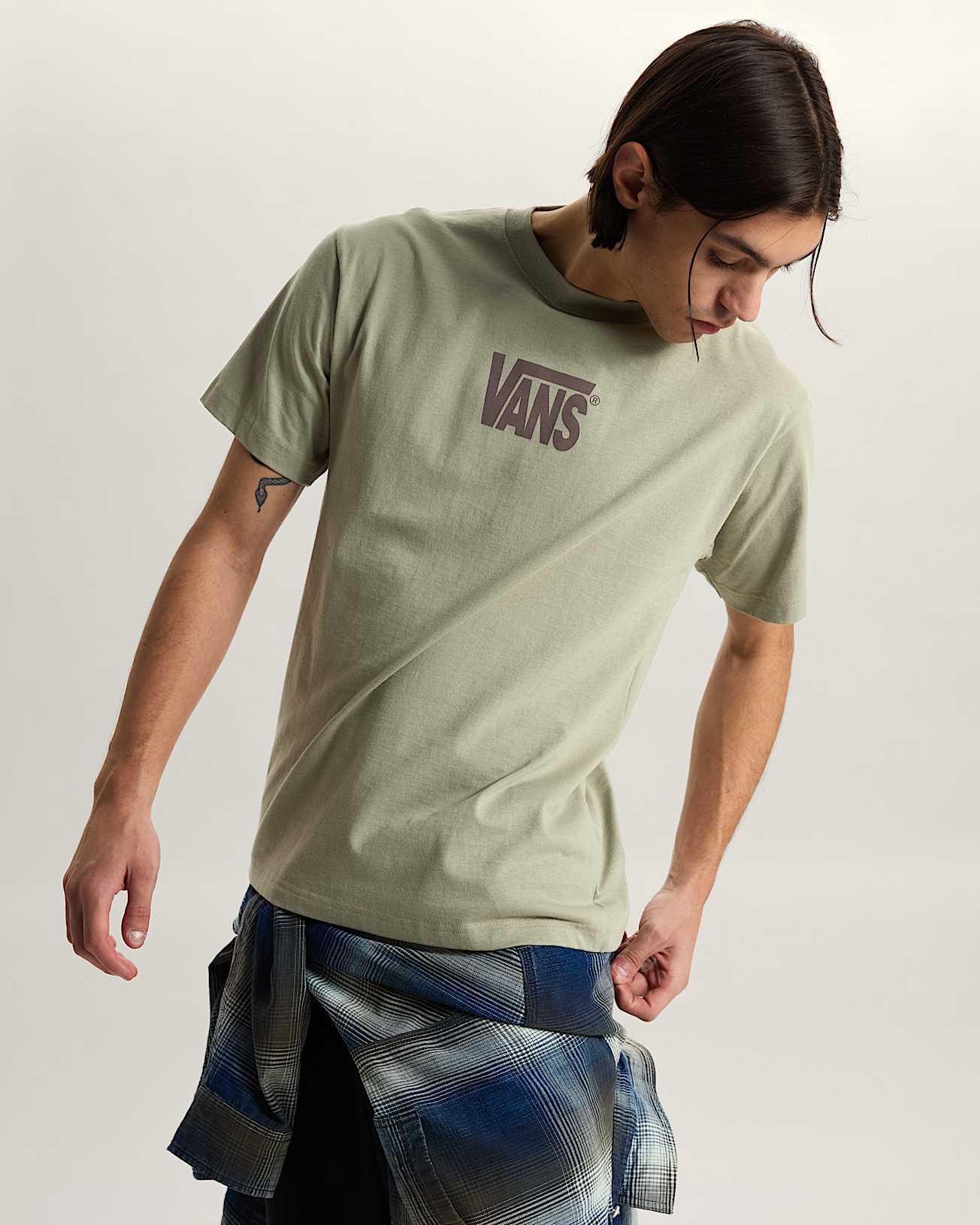 Vans Mens Stretch Short Seeve Logo T-Shirt - Soft Sage