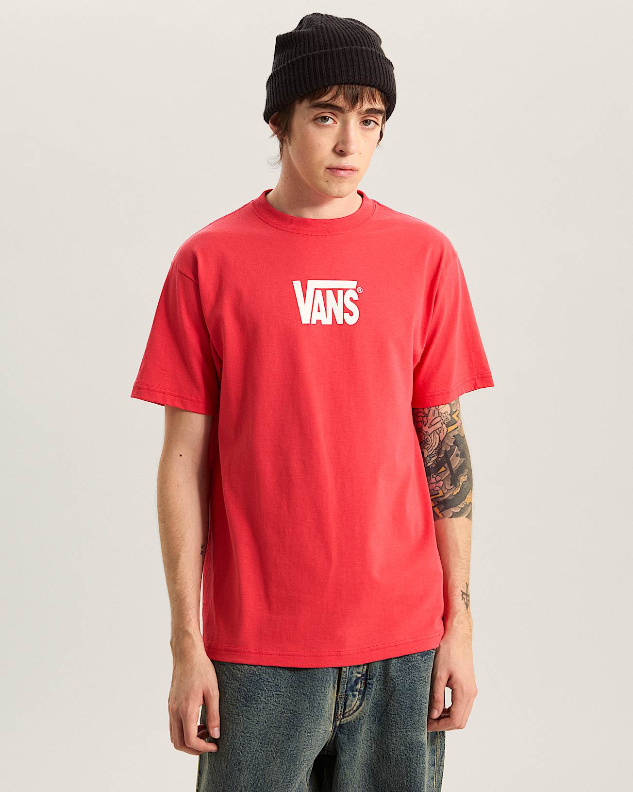 Vans Mens Stretch Logo Short Sleeve T-Shirt - Crimson Haze