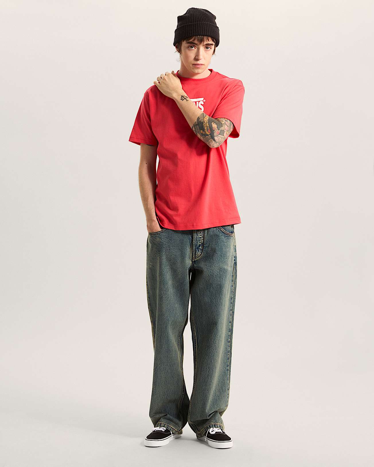 Vans Mens Stretch Logo Short Sleeve T-Shirt - Crimson Haze