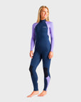 C-Skins Surflite 3/2 Women's Back Zip Steamer - Bluestone/Lilac/White - ManGo Surfing