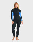 C-Skins Surflite 4/3 Women's Back Zip Steamer Wetsuit - Black/Blue Tie Dye - ManGo Surfing