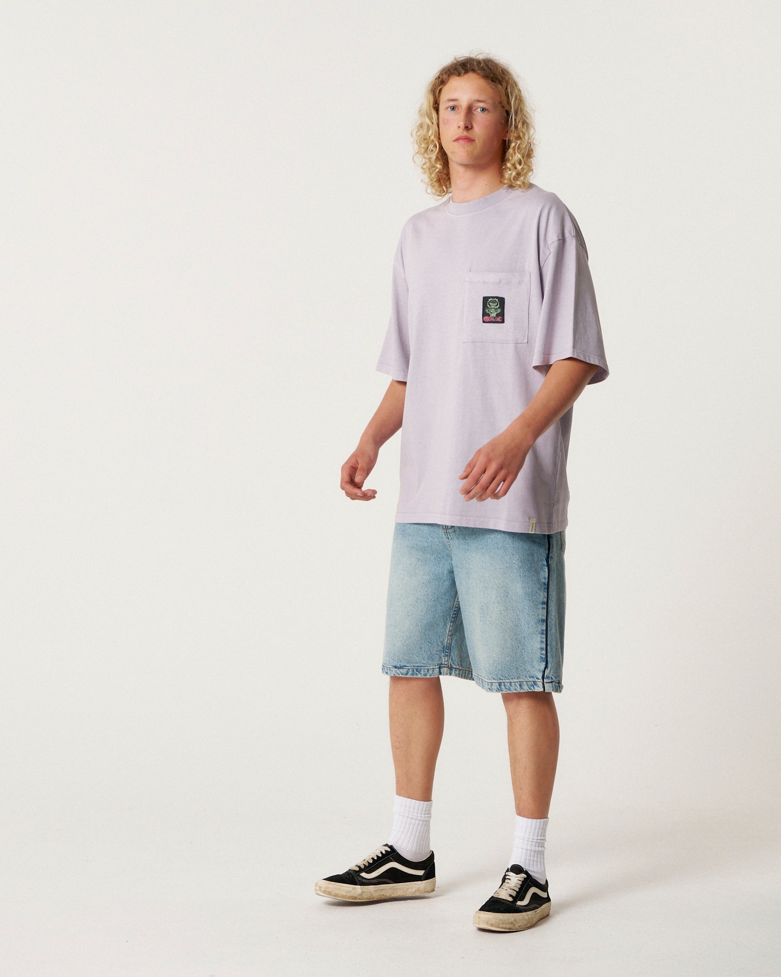 The Critical Slide Society Mens Jumbo Pocket T-Shirt - Washed Purple