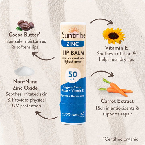 Suntribe Organic Mineral Zinc Lip Balm SPF 50