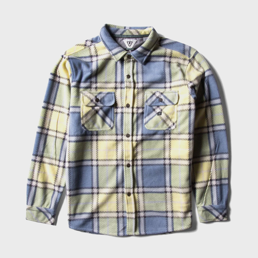 Vissla Mens Eco-zy Long Sleeve Polar Flannel Shirt - Muted Lime - ManGo Surfing