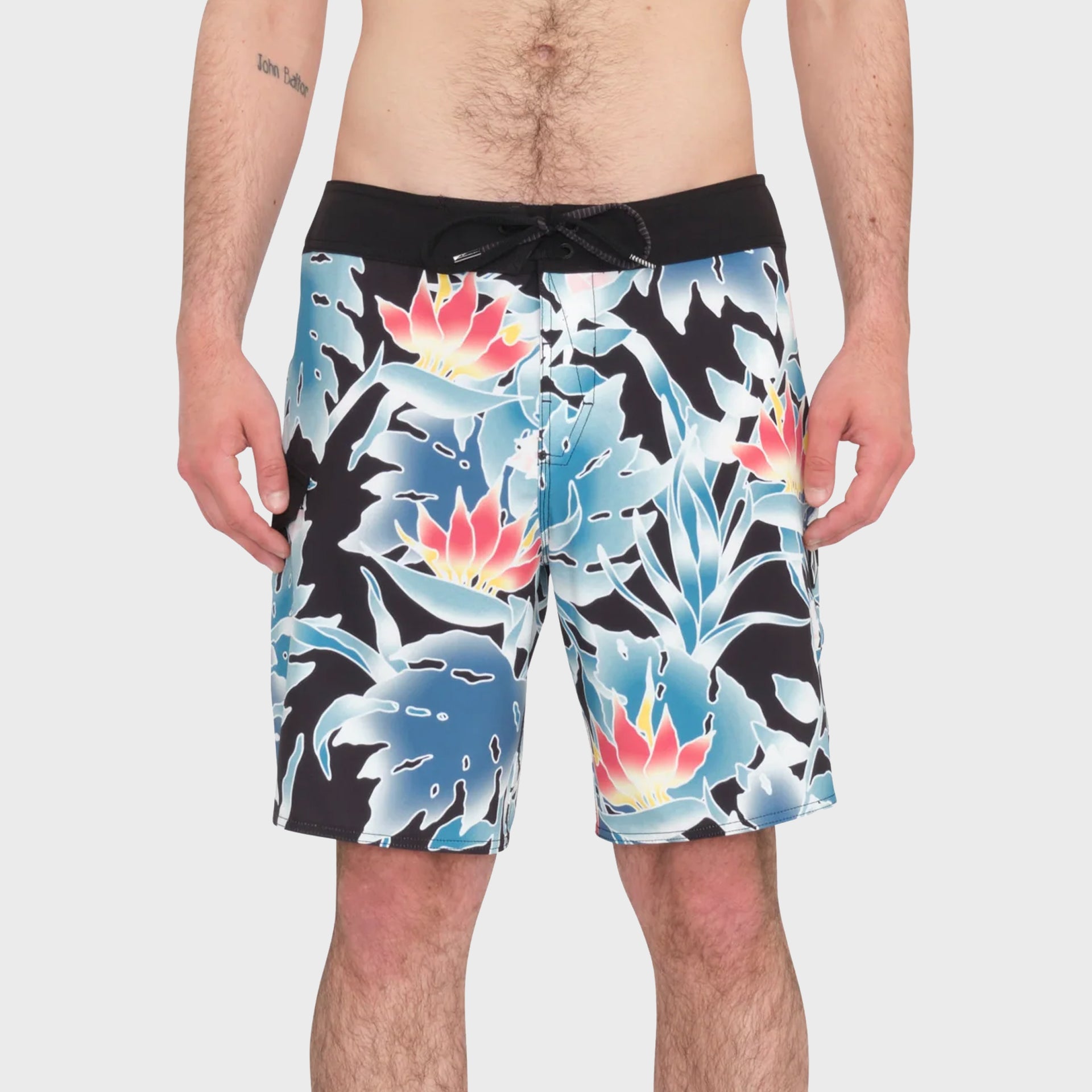 Volcom Mens Leaf It Mod 19&quot; Boardshort - Black - ManGo Surfing