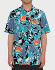 Volcom Mens Leaf Pit Floral Short Sleeve Shirt - Black - ManGo Surfing