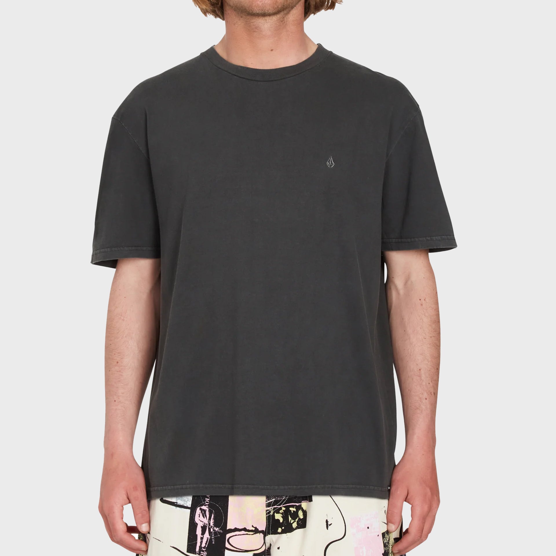 Volcom Mens Solid Stone T-Shirt - Black - ManGo Surfing