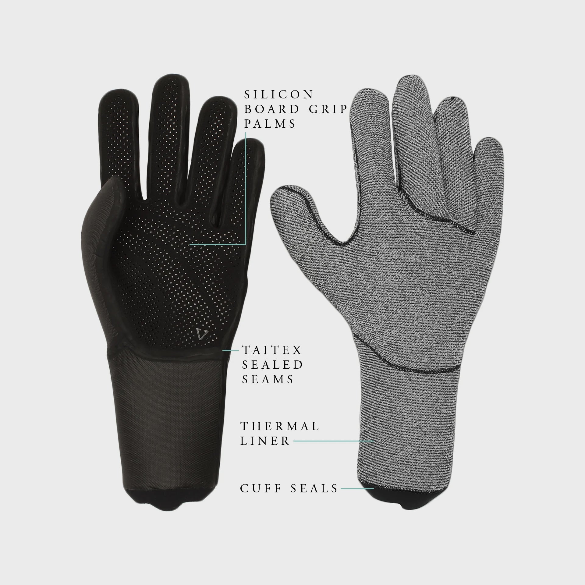 Vissla 7 Seas 3mm Wetsuit Gloves - Black - ManGo Surfing