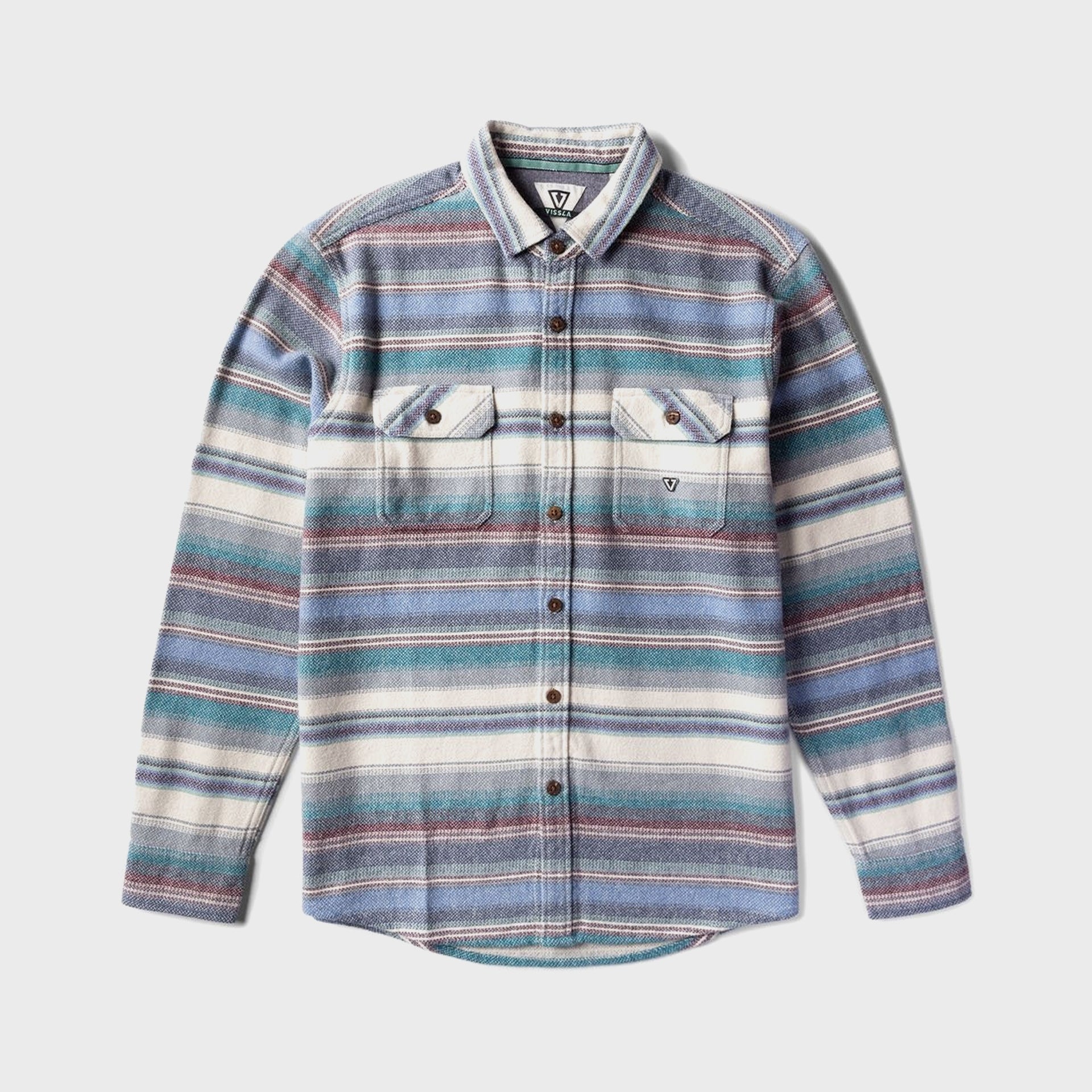 Vissla Mens Descanso Long Sleeve Flannel Shirt - Silver - ManGo Surfing