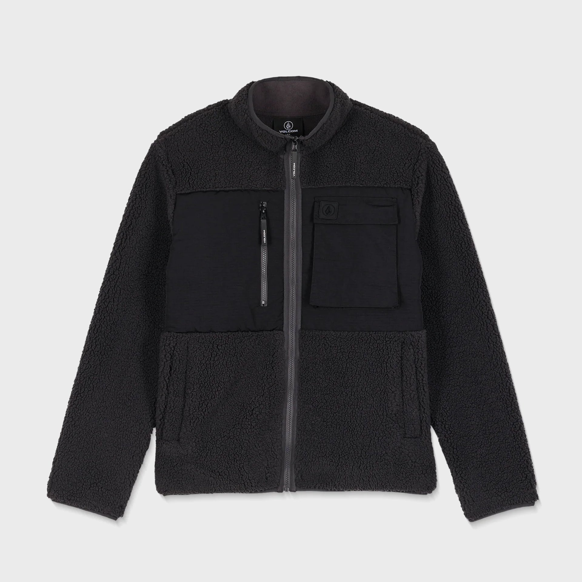 Volcom Mens Storm Stone Sherpa Zip Sweatshirt - Asphalt Black - ManGo Surfing