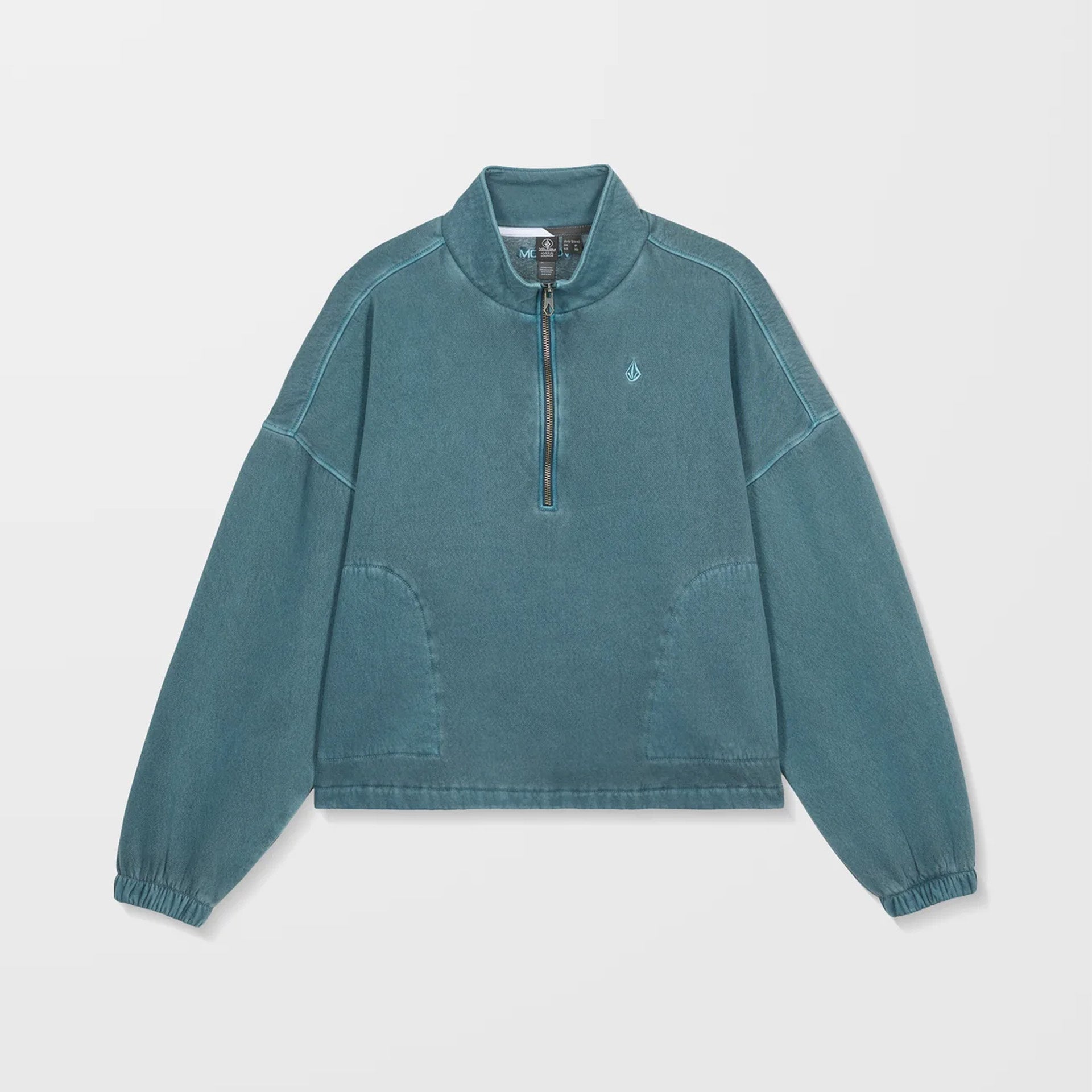 Volcom Womens Stone Soft Quarter Zip Sweatshirt - Emerald Green - ManGo Surfing