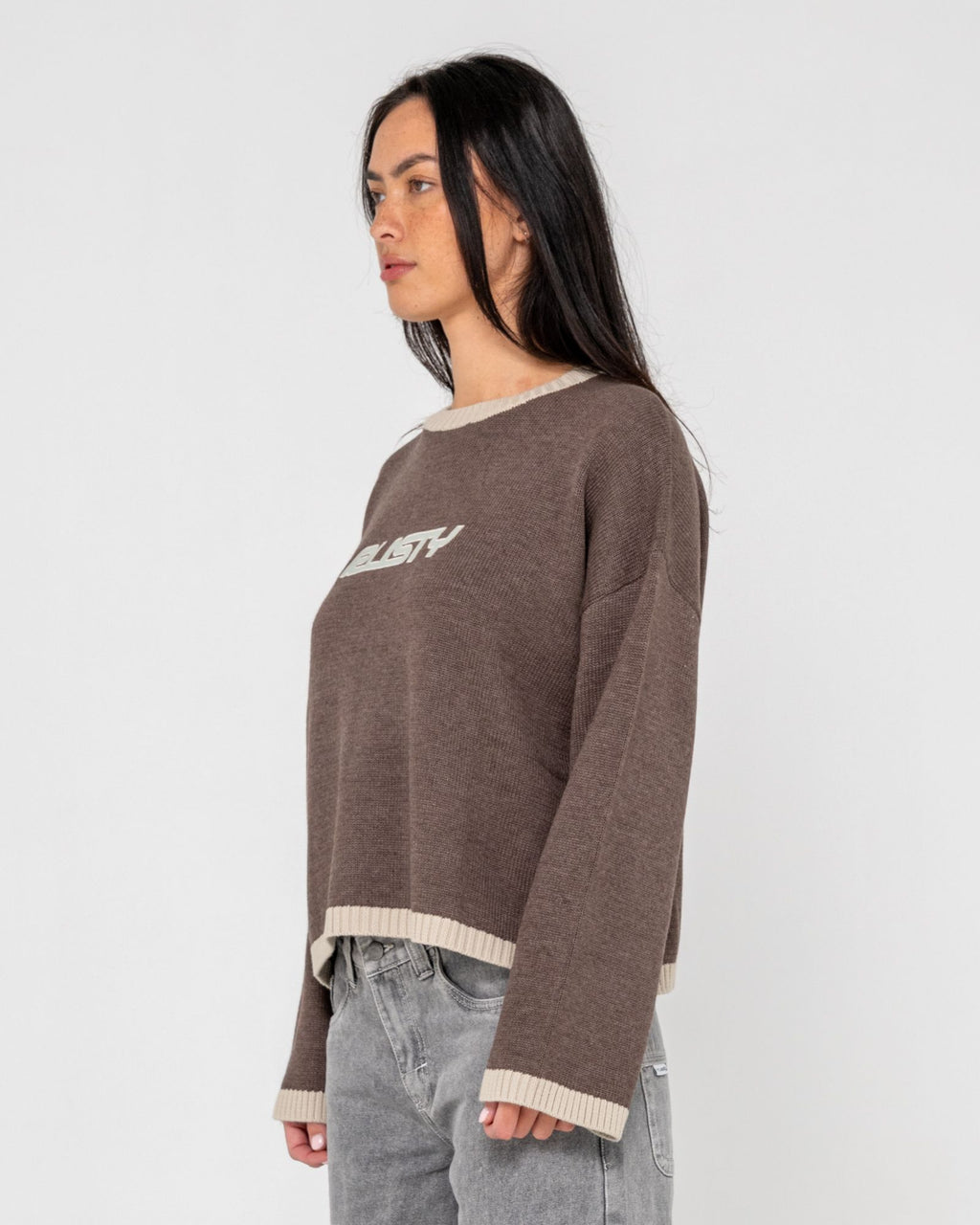 Rusty Womens Rider Relaxed Crew Neck Knit - Pinecone
