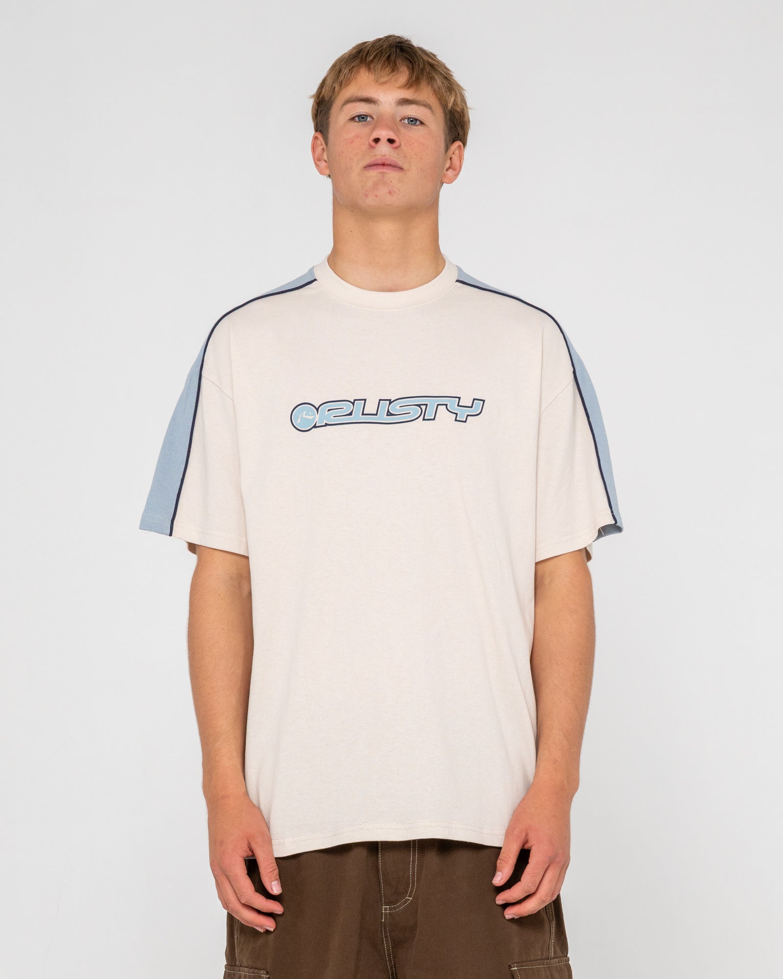 Rusty Mens Alonso Short Sleeve T-Shirt - Cream