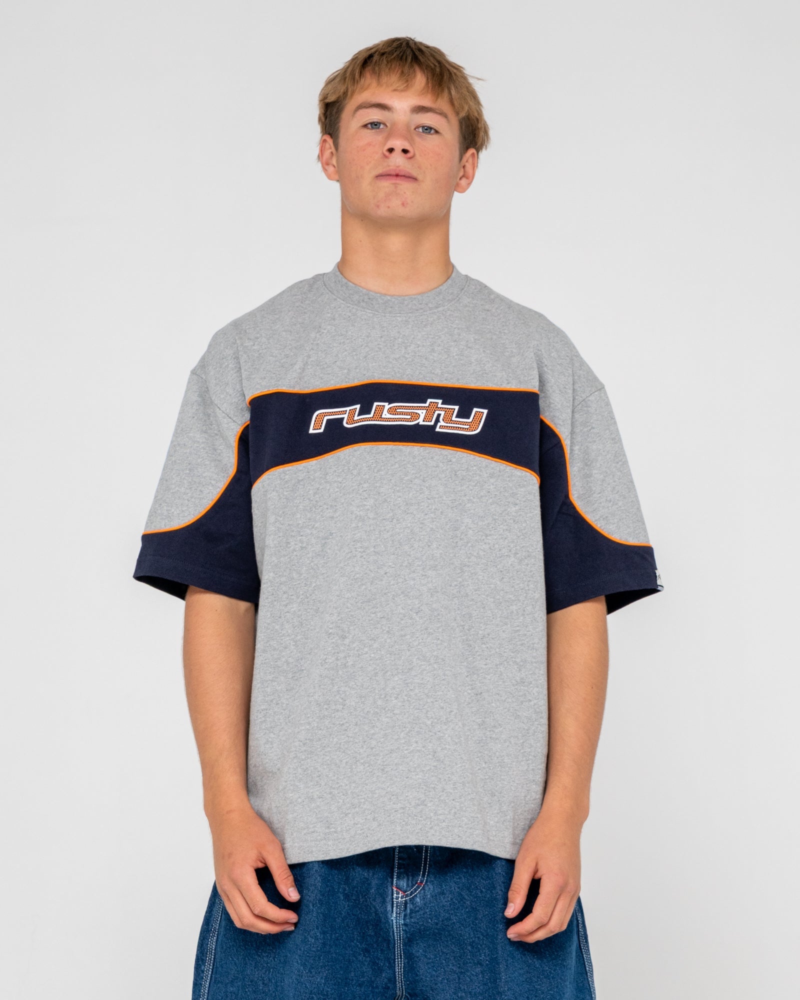 Rusty Mens Kinetic Short Sleeve Heavy T-Shirt - Grey Marle