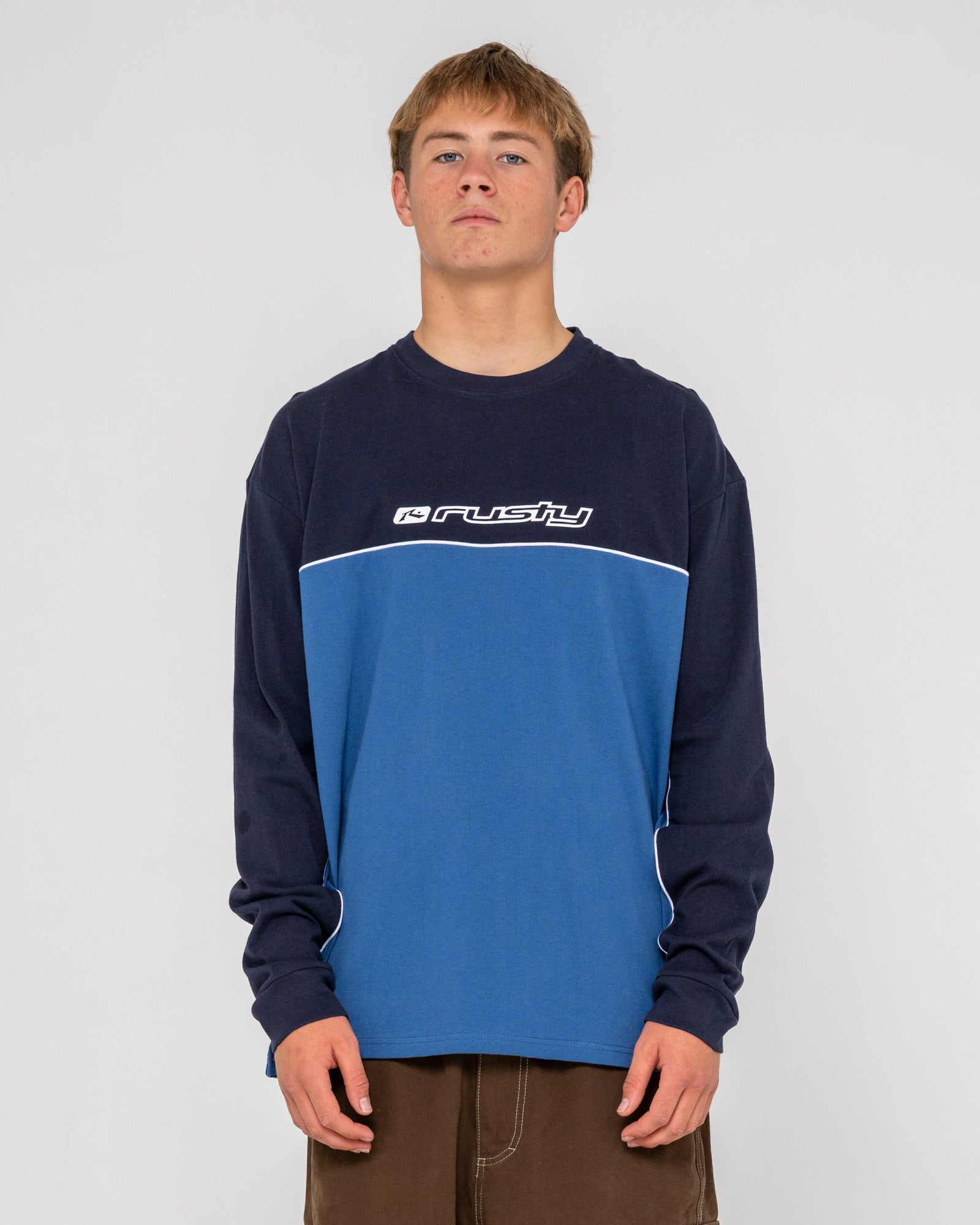 Rusty Mens Infinity Long Sleeve T-Shirt - Atlantic Blue