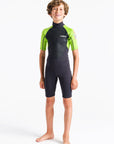 C-Skins Element 3/2 Junior Shortie Wetsuit - Anthracite/Lime Multi