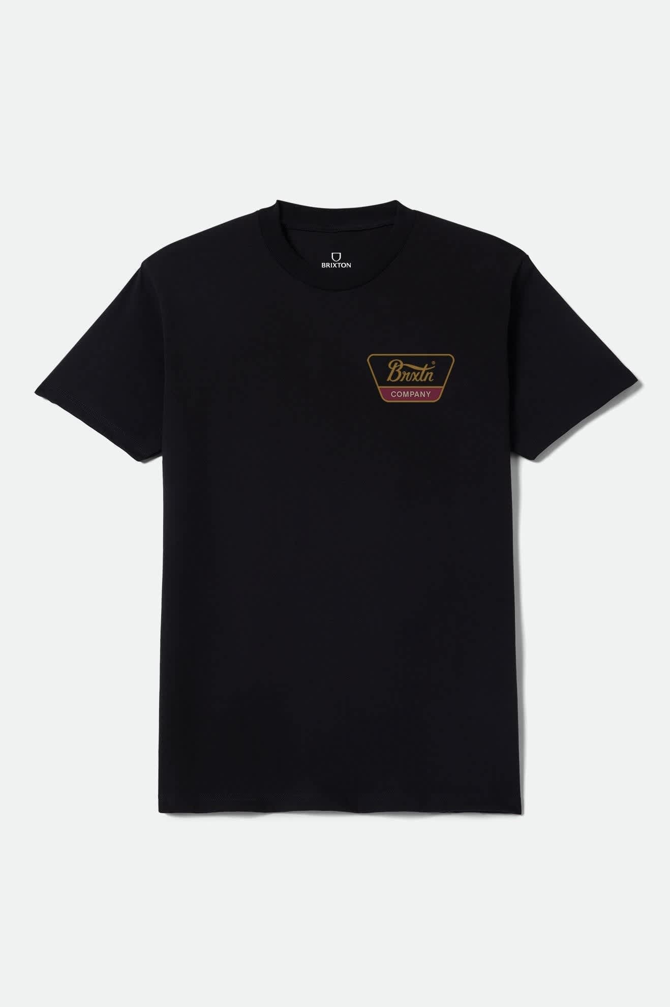 Brixton Linwood Standard T-Shirt - Black/Metal Bronze/Red Mahogany