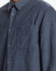 Billabong Mens Smoke Trail Long Sleeve Corduroy Shirt - Flint Stone