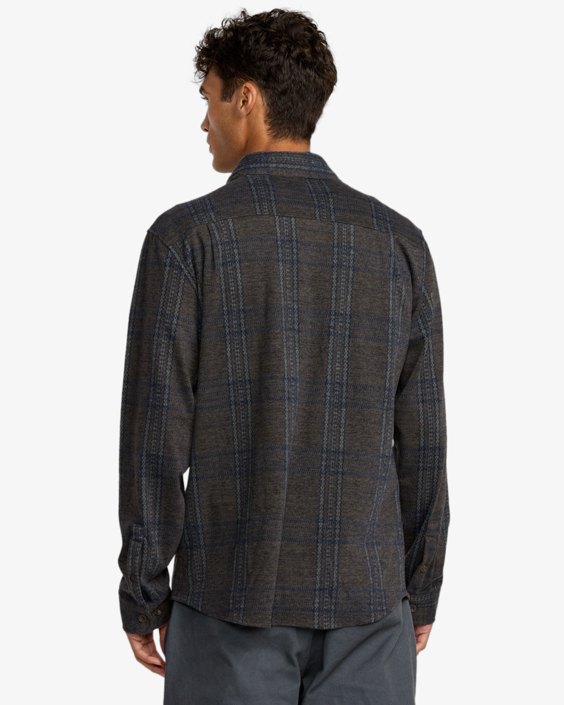 RVCA Mens Vacancy Flannel Long Sleeve Shirt - Mushroom