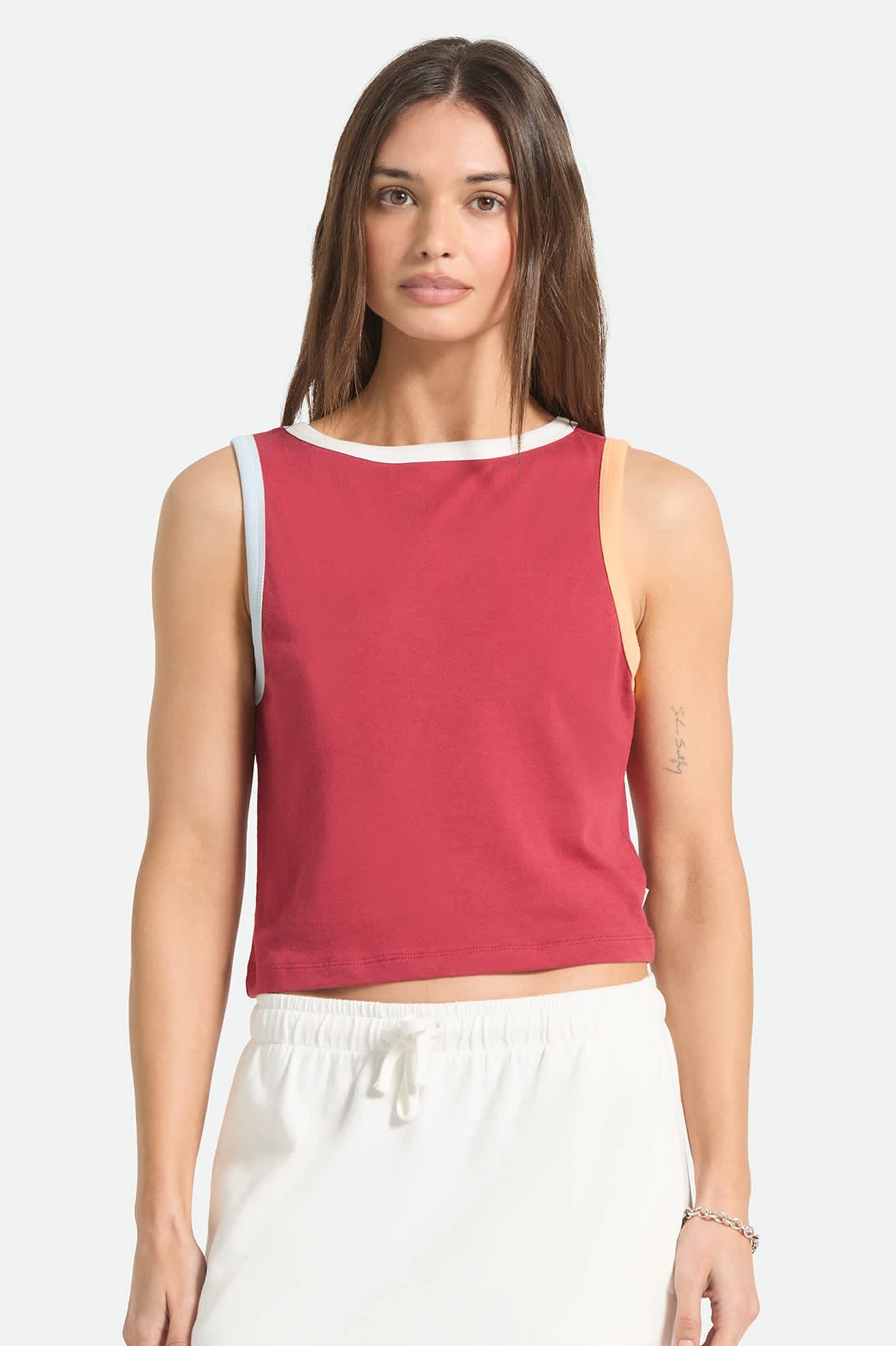 Brixton Womens Carefree Organic Garment Dye Cropped Tank - Robust Red