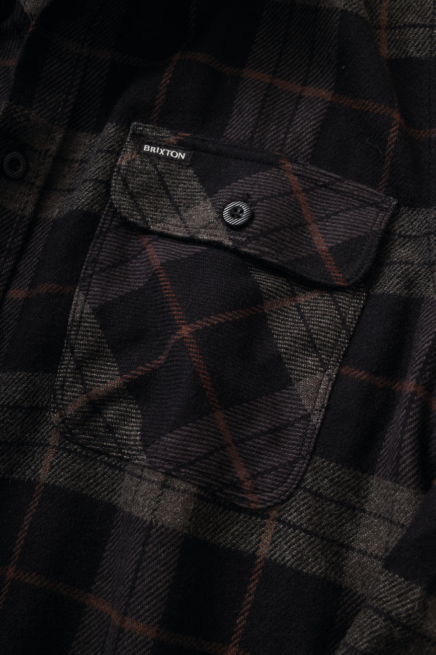 Brixton Bowery Flannel Long Sleeve Shirt - Black/Charcoal