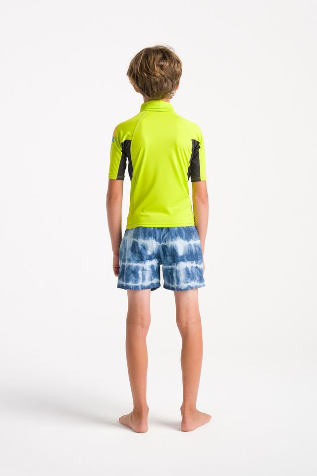 C-Skins Kids NuWave Rash X Junior Short Sleeve Vest - Lime/Anthracite/Multi - ManGo Surfing