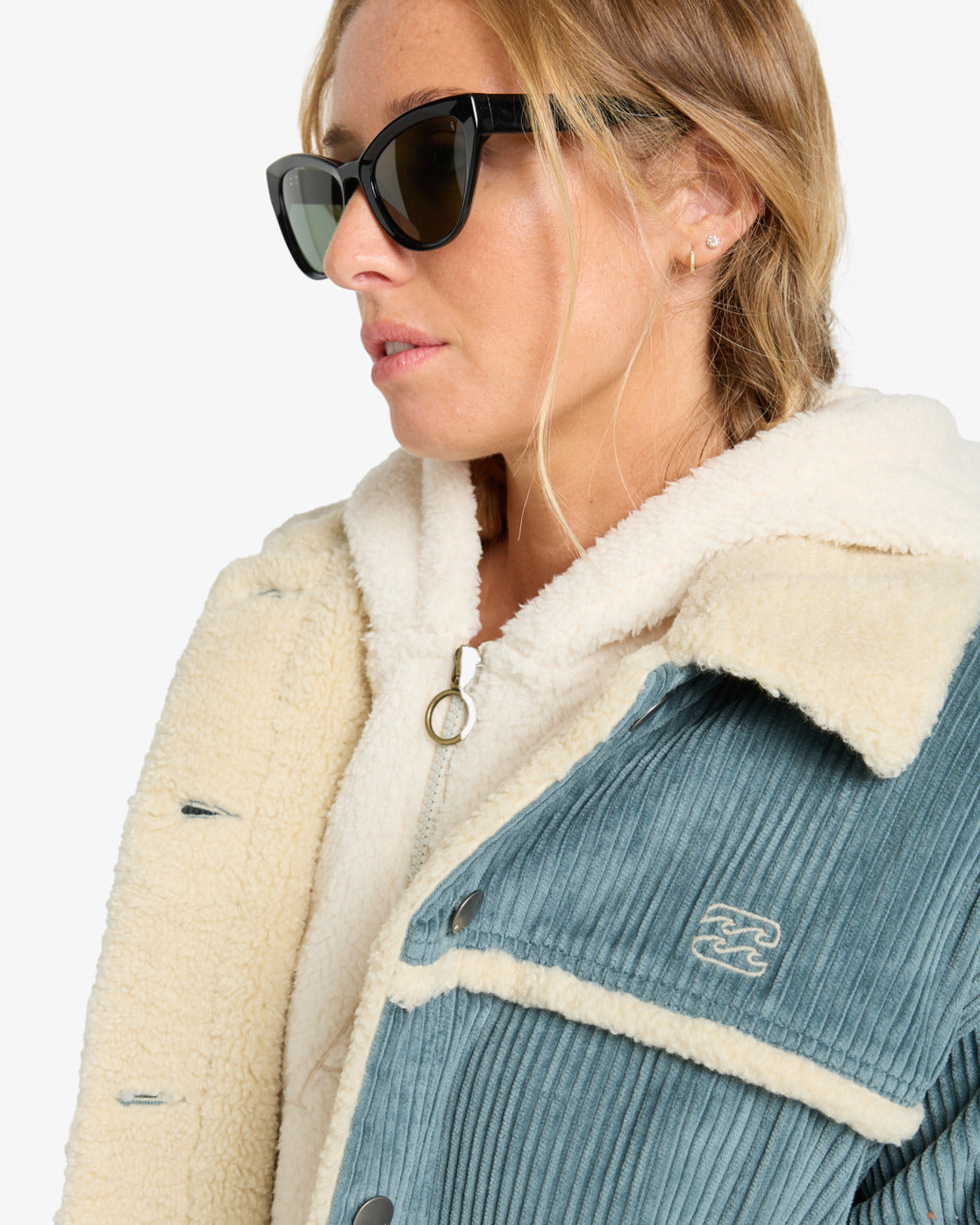 Billabong Womens Cord In Love Trucker Jacket - Slate Blue