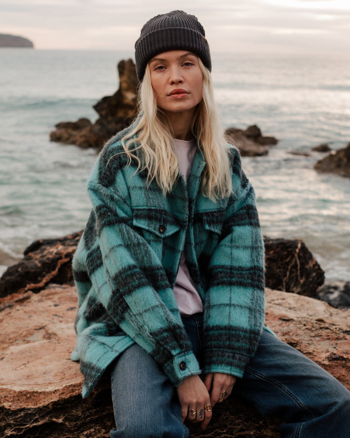 Billabong Womens Lucky Star Oversized Trucker Jacket - Misty Blue