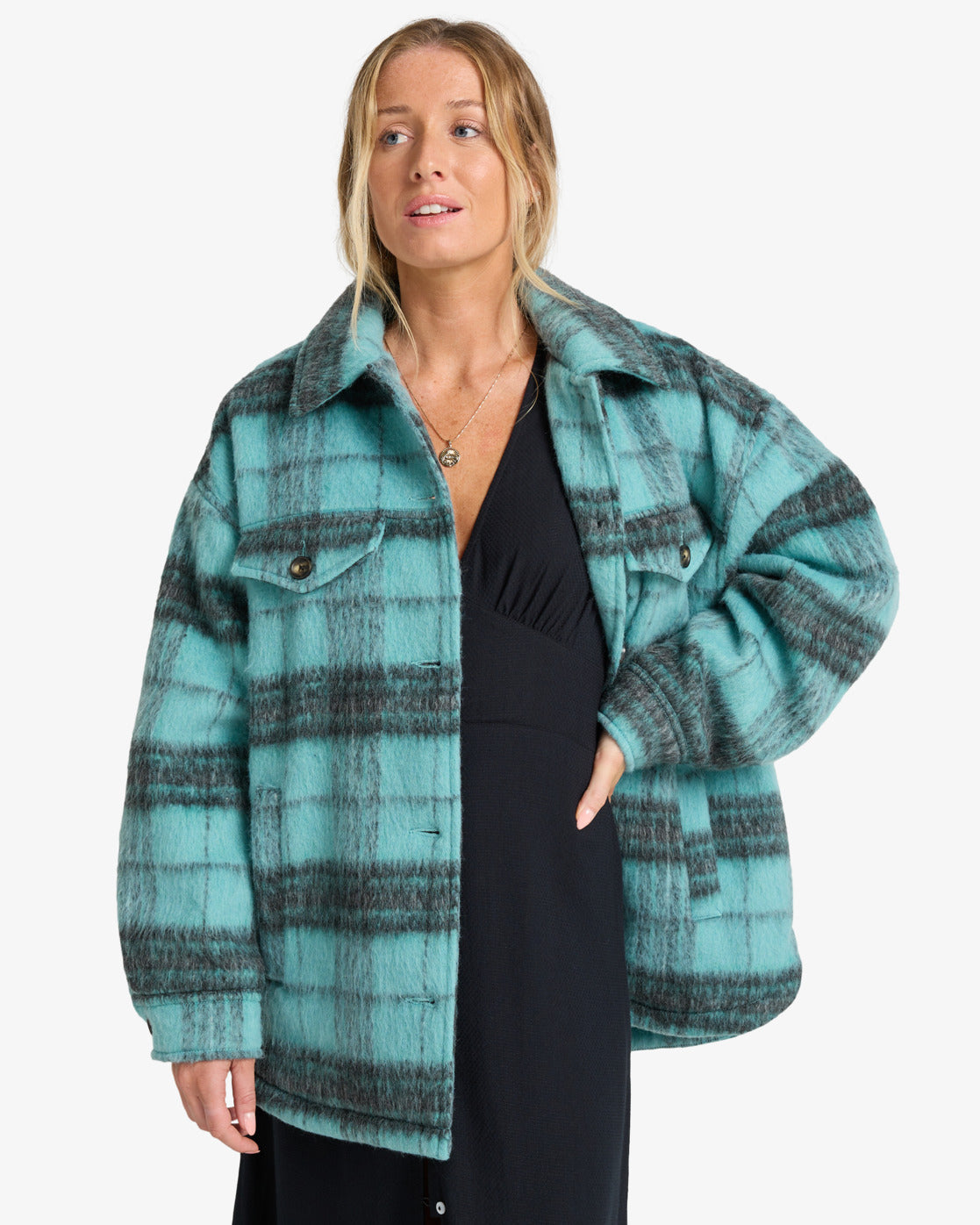 Billabong Womens Lucky Star Oversized Trucker Jacket - Misty Blue