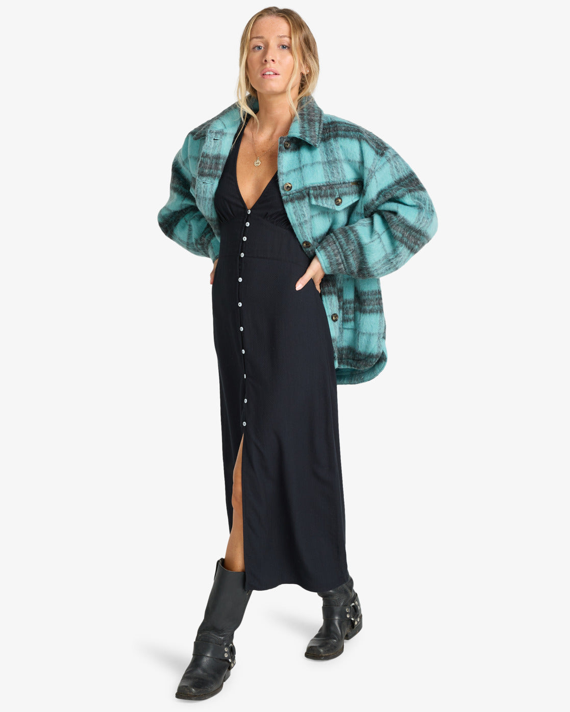 Billabong Womens Lucky Star Oversized Trucker Jacket - Misty Blue