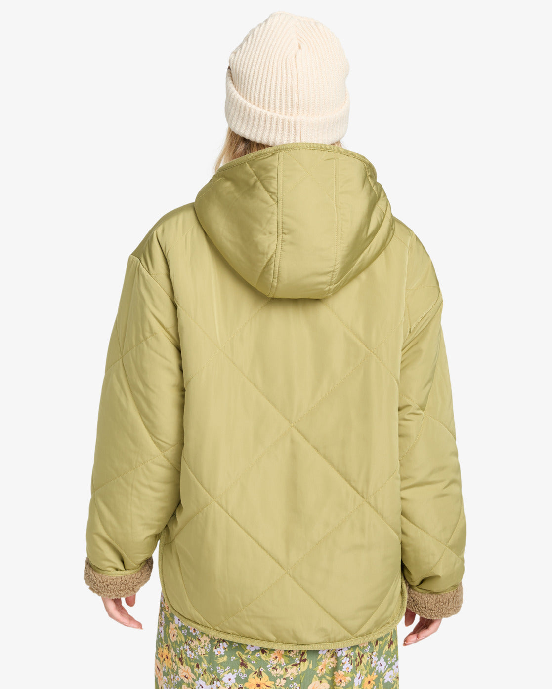 Billabong Womens Oceanside Hooded Reversible Jacket - Green Tea