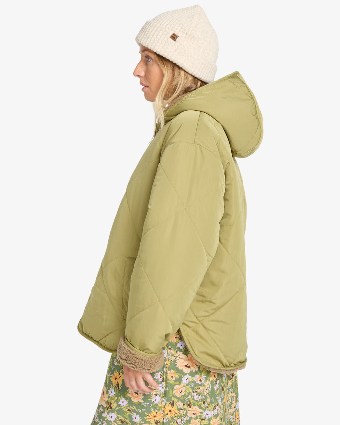Billabong Womens Oceanside Hooded Reversible Jacket - Green Tea