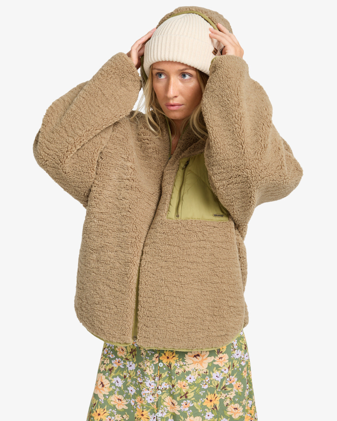 Billabong Womens Oceanside Hooded Reversible Jacket - Green Tea