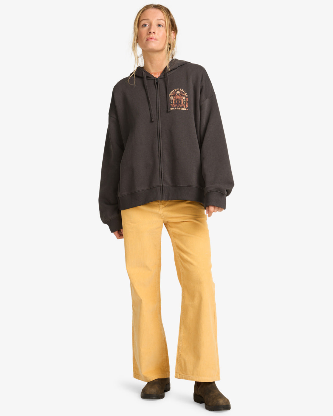 Billabong Womens El Sol Zip Up Hoodie - Off Black