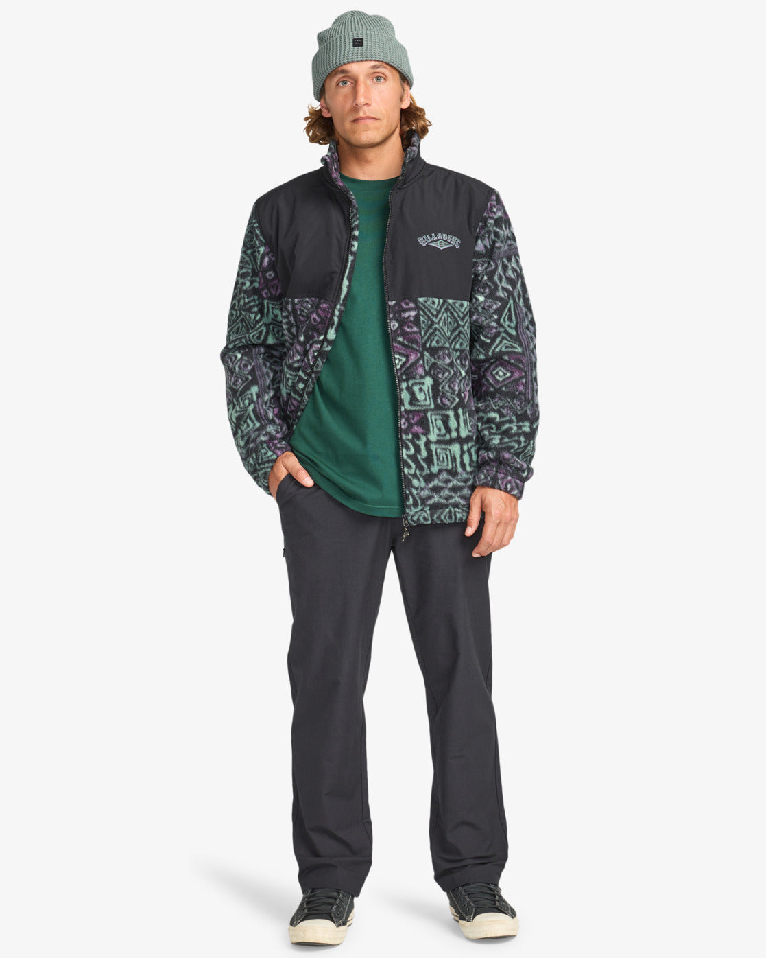 Billabong Mens Boundary Re-Issue Half Zip Mock Neck Fleece - Multi
