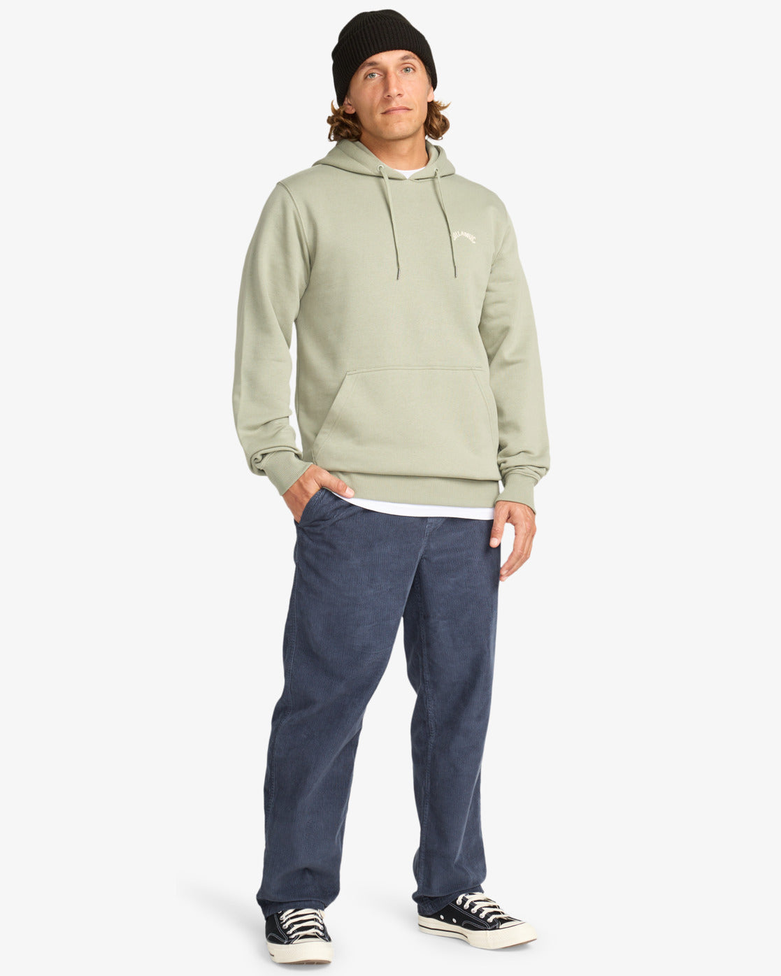Billabong Mens Arch PO Pullover Hoodie - Grey Green - ManGo Surfing
