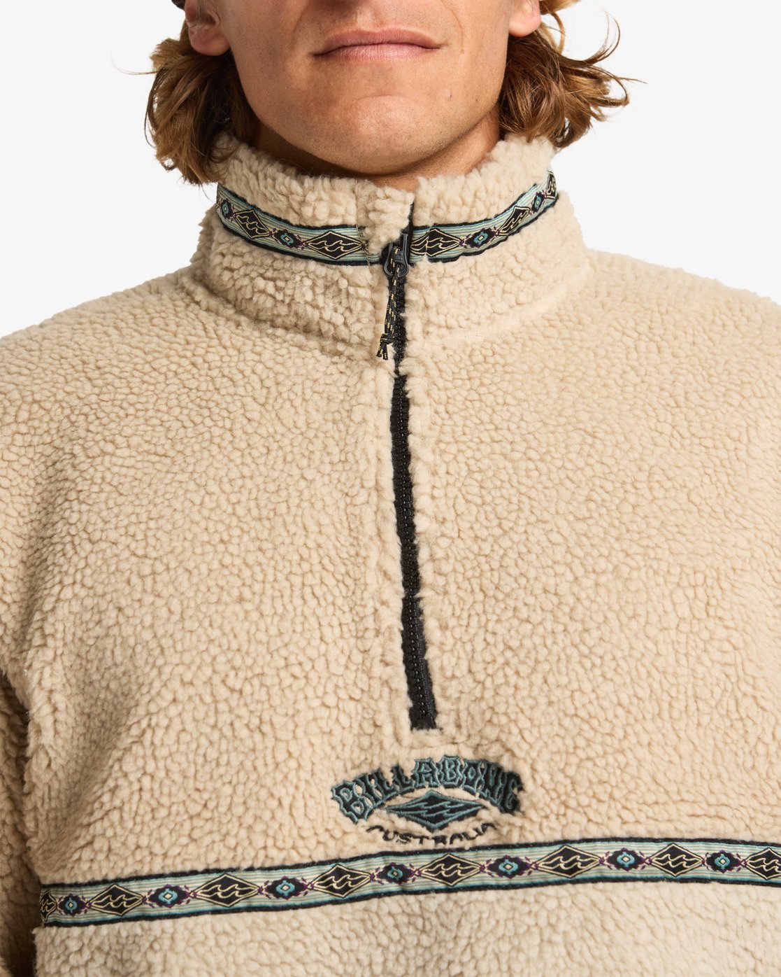 Billabong Mens Boundary Tombstone Half Zip Mock Neck Fleece - Desert