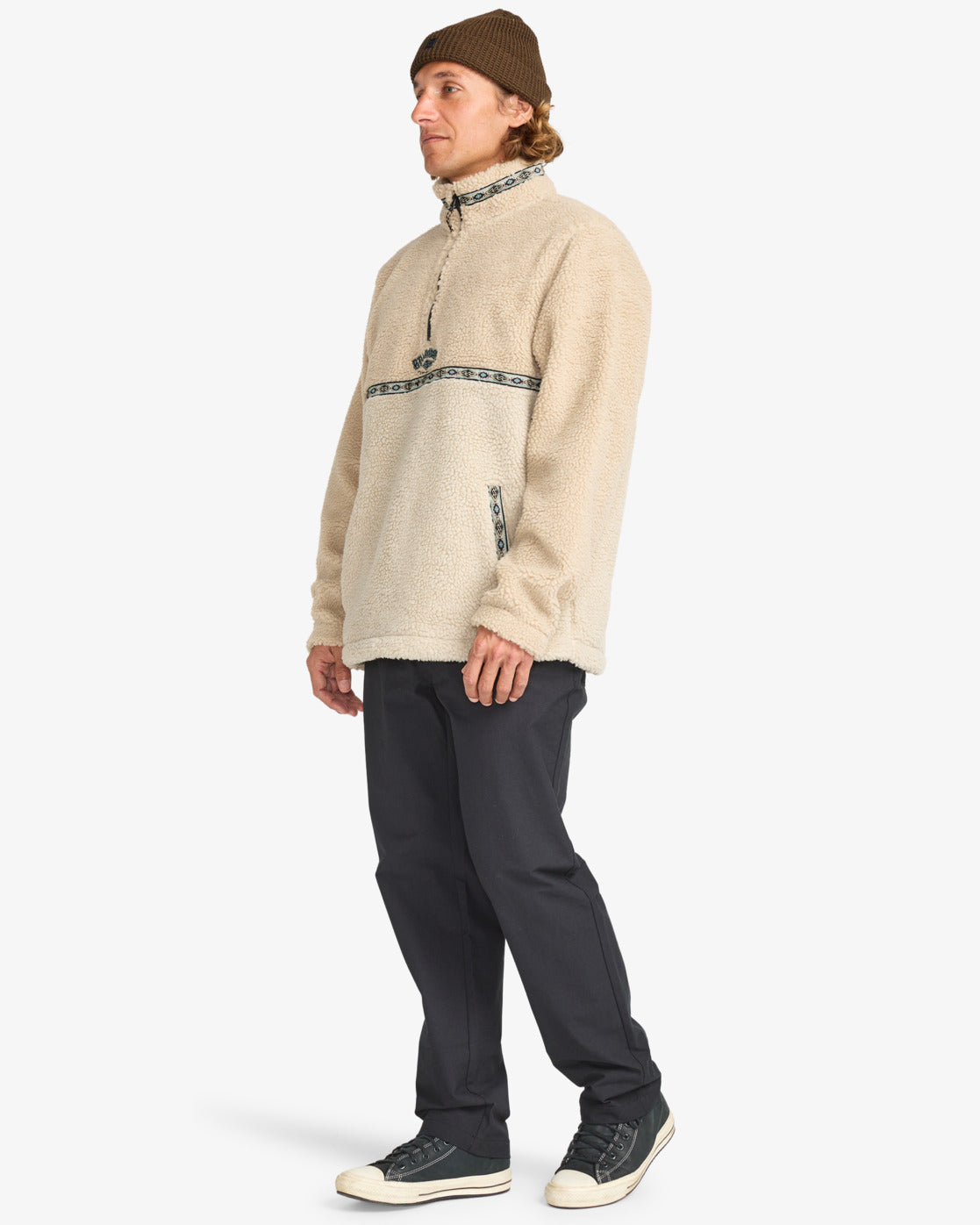 Billabong Mens Boundary Tombstone Half Zip Mock Neck Fleece - Desert