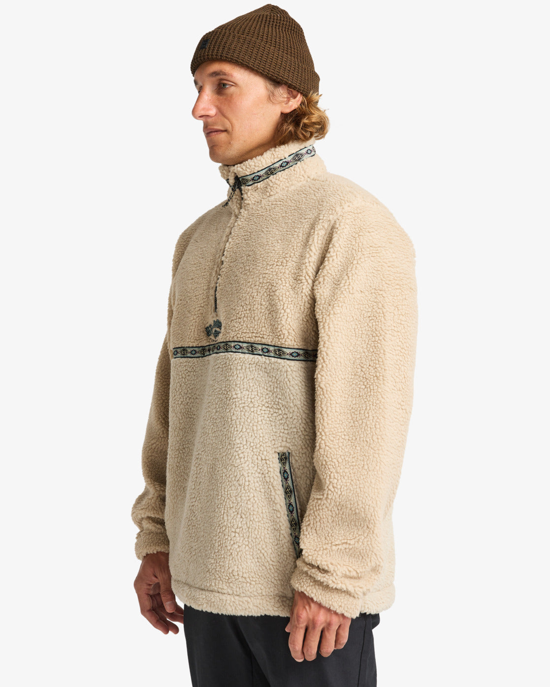 Billabong Mens Boundary Tombstone Half Zip Mock Neck Fleece - Desert
