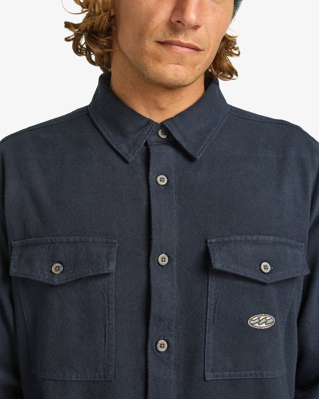 Billabong Mens Del Mar Flannel Long Sleeve Shirt - Dark Navy