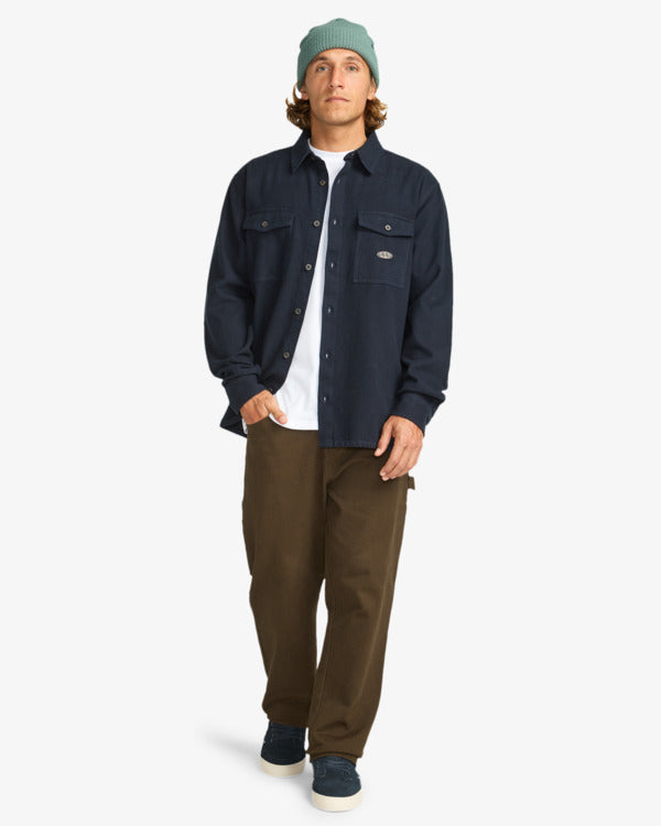 Billabong Mens Del Mar Flannel Long Sleeve Shirt - Dark Navy