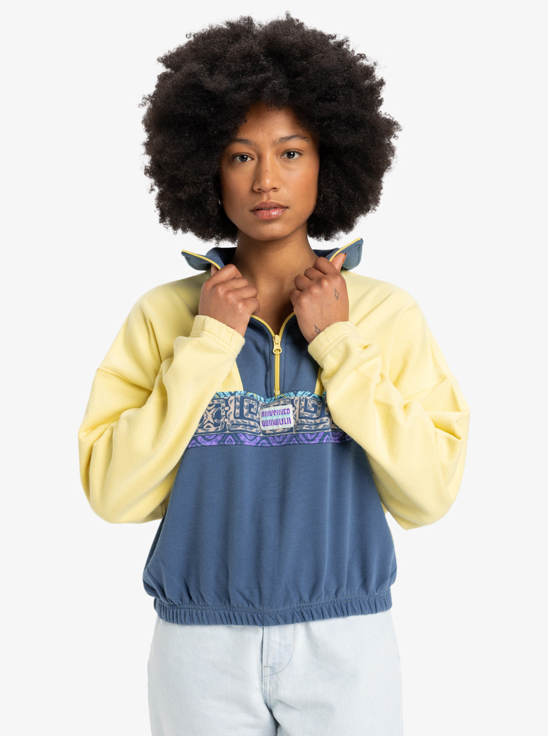 Quiksilver Womens Half Zip Pullover Sweatshirt - Popcorn - ManGo Surfing