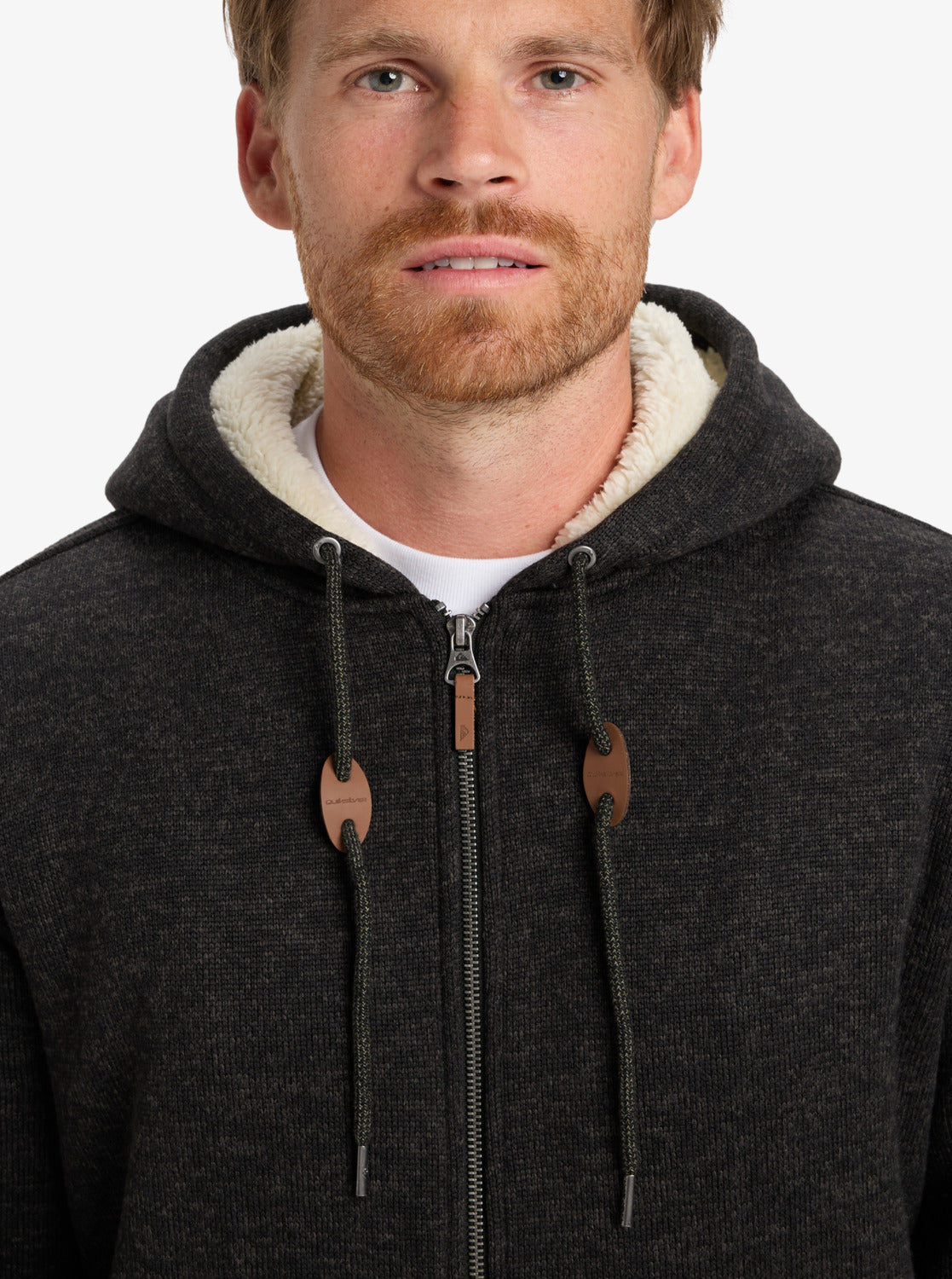 Quiksilver Mens Keller Full Zip Sherpa Hoodie - Black Heather
