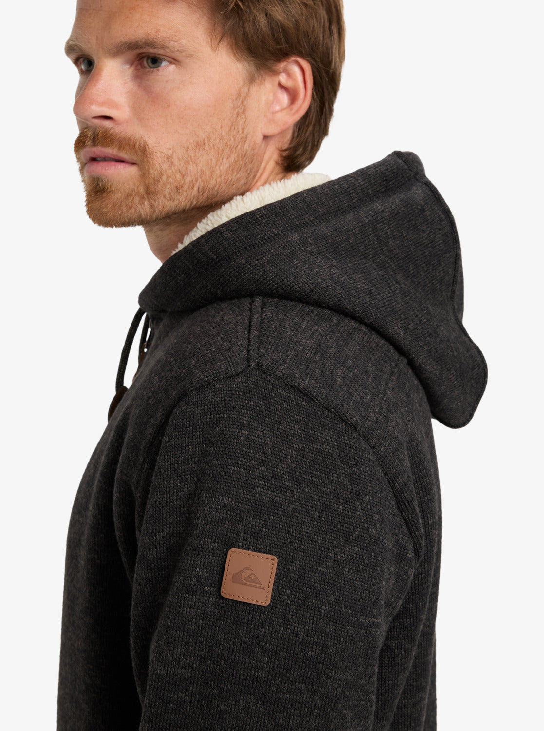 Quiksilver Mens Keller Full Zip Sherpa Hoodie - Black Heather