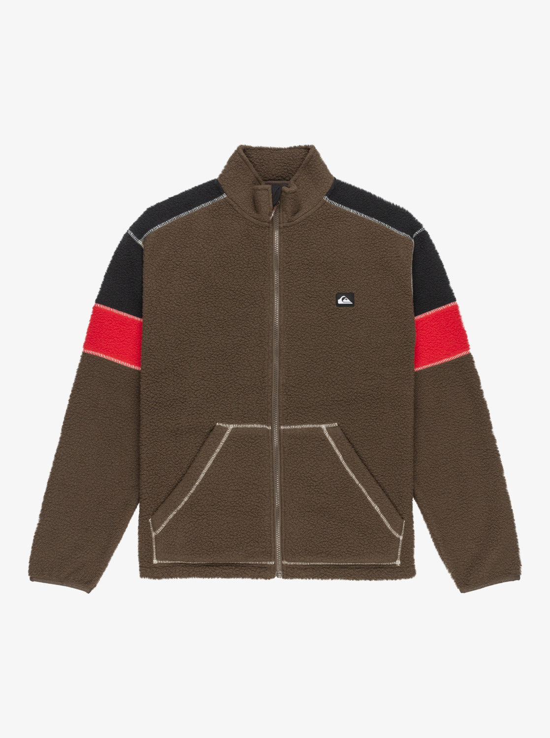Quiksilver Mens Clean Coast Block Full Zip Fleece - Chocolate Brown